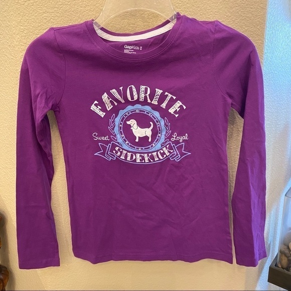 NWT~GAPKIDS Purple Graphic Long Sleeve Top M(8) - Picture 1 of 5